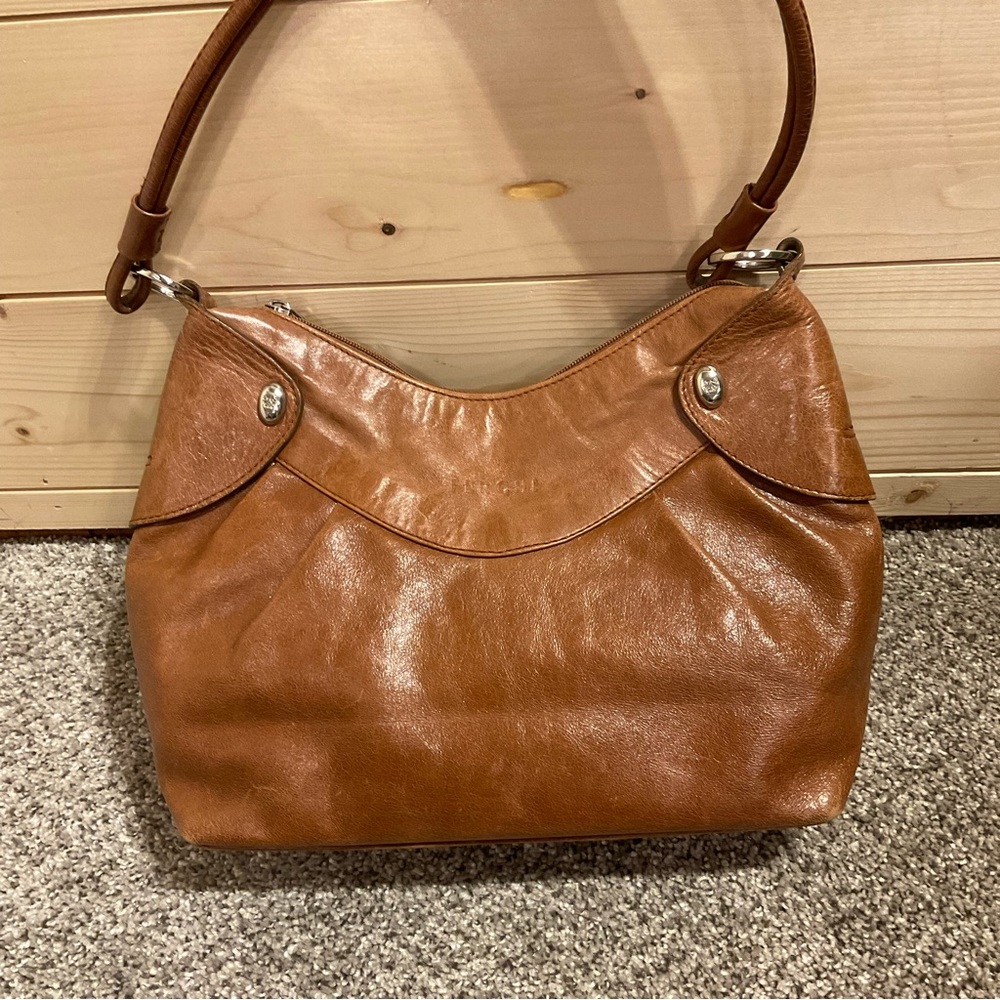 Ferchi Genuine Leather Shoulder Bag Satchel Purse, brown, EUC